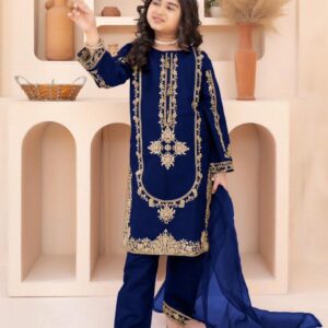 Premium Silk 3-Pc Girls Suit (Ages 6–12 Years)