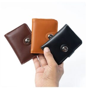 Plain Leather Minimool Button Closure Wallet