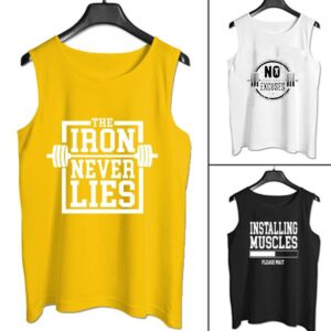 [pack Of 3] Men’s Fitness Gym Sandos For Men...