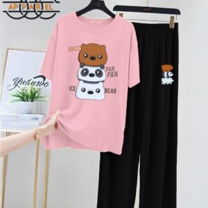 Women Printed Night Suits Premium Jersey
